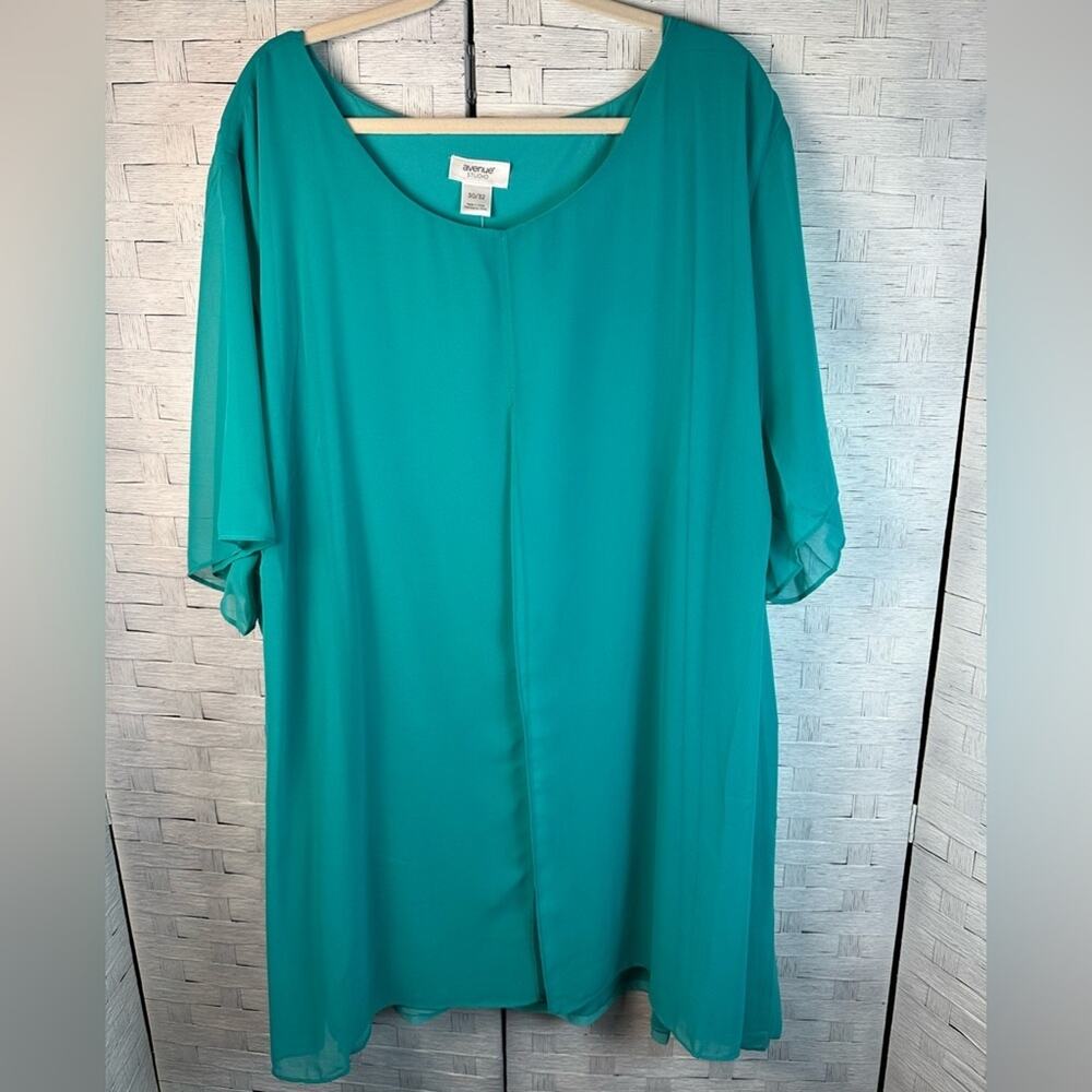 Avenue teal tunic modern layered feminine shot sleeve avant-garde, plus size
